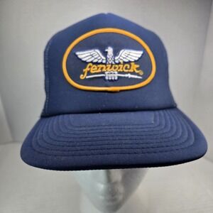 Vintage Fenwick Eagle Patch Trucker Hat Blue Mesh Snapback Taiwan ROC